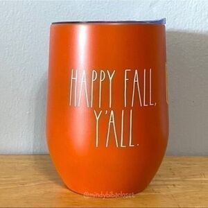 RAE DUNN. Orange Insulated Stainless Steel Stemless Wine Glass Happy Fall Y’all